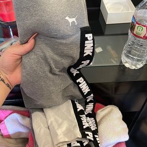 Pink leggings white/grey